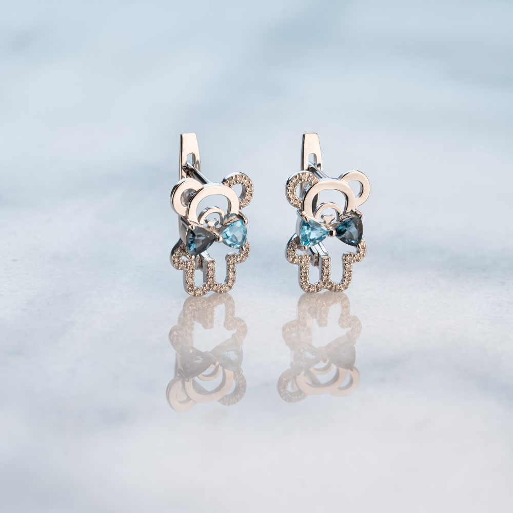 Серьги из белого золота с топазами 922876Т