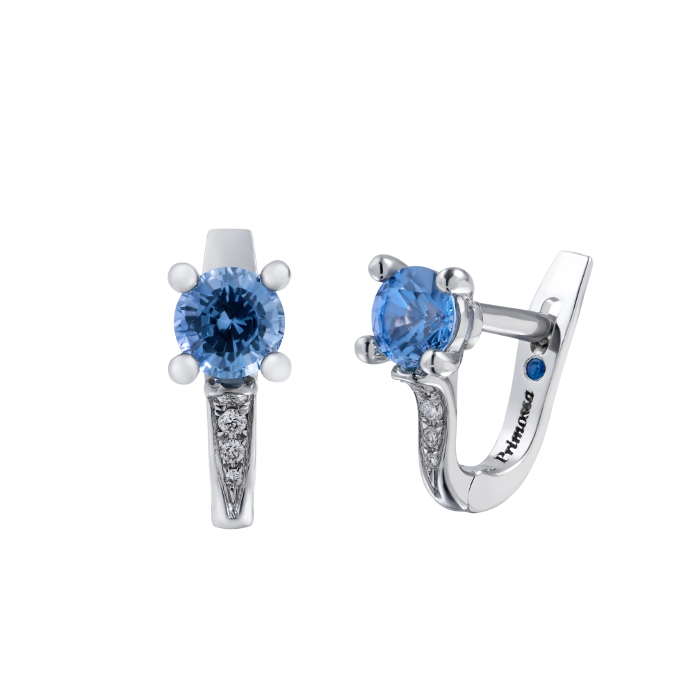 Серьги из белого золота 585 пробы с сапфирами 922734С