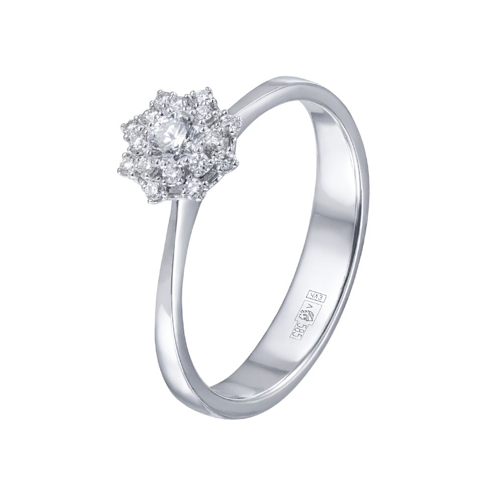 Кольцо белое золото 585 пробы с бриллиантами 921700-2Б