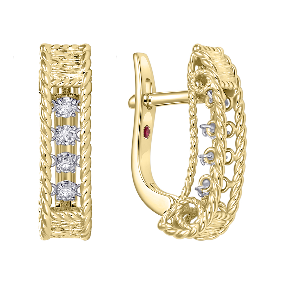 Серьги из желтого золота с бриллиантами 932996Б