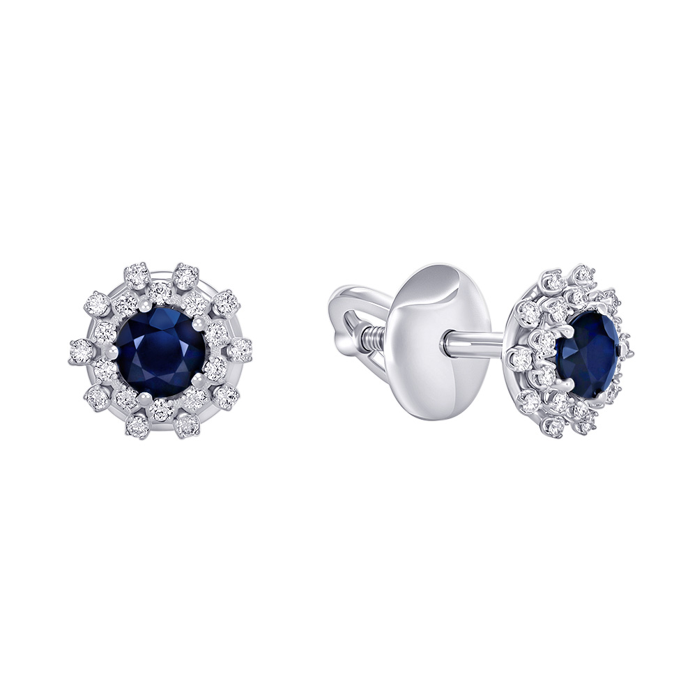 Серьги из белого золота с сапфирами и бриллиантами 922700-3С