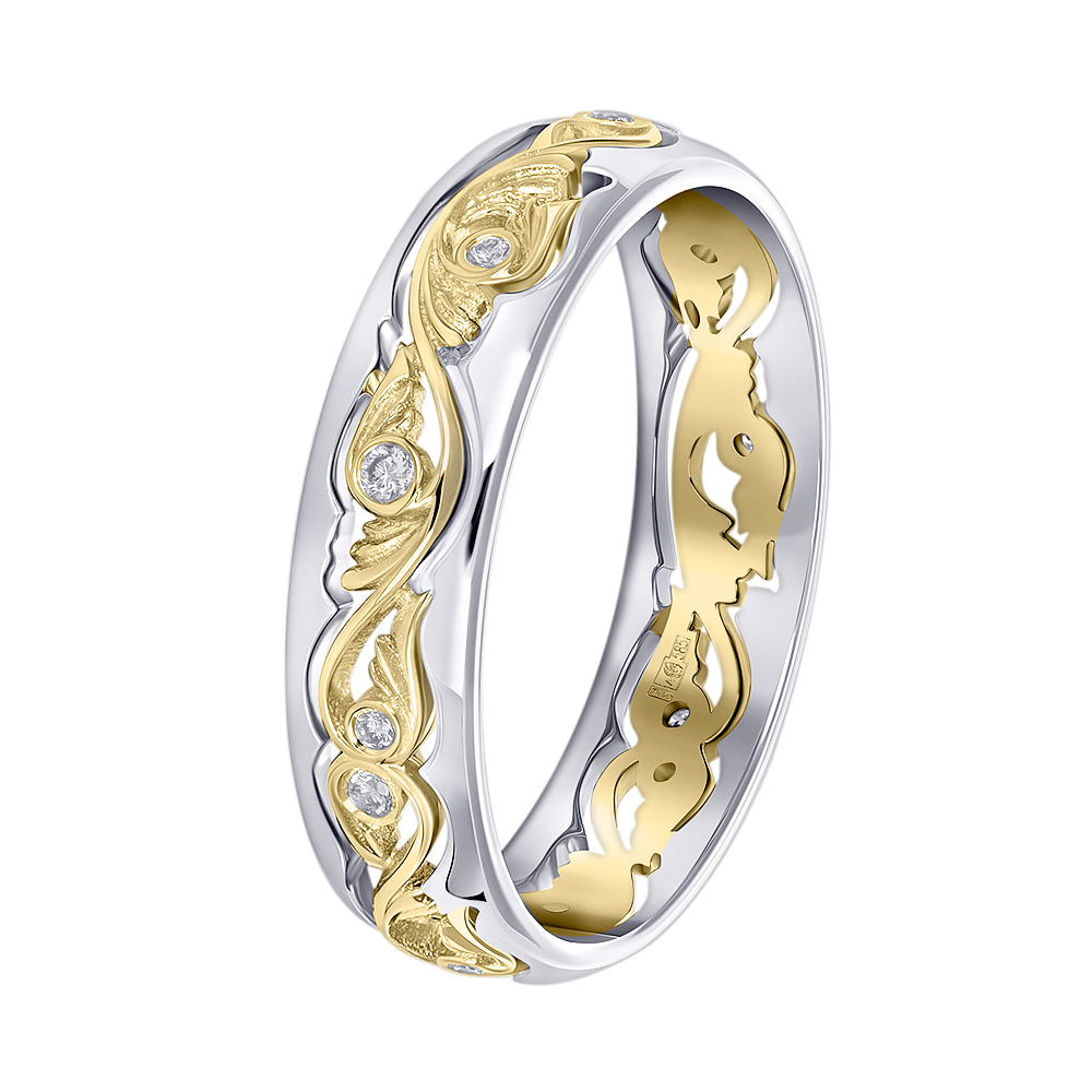 Кольцо комбинированное из золота с бриллиантами 9311126Б