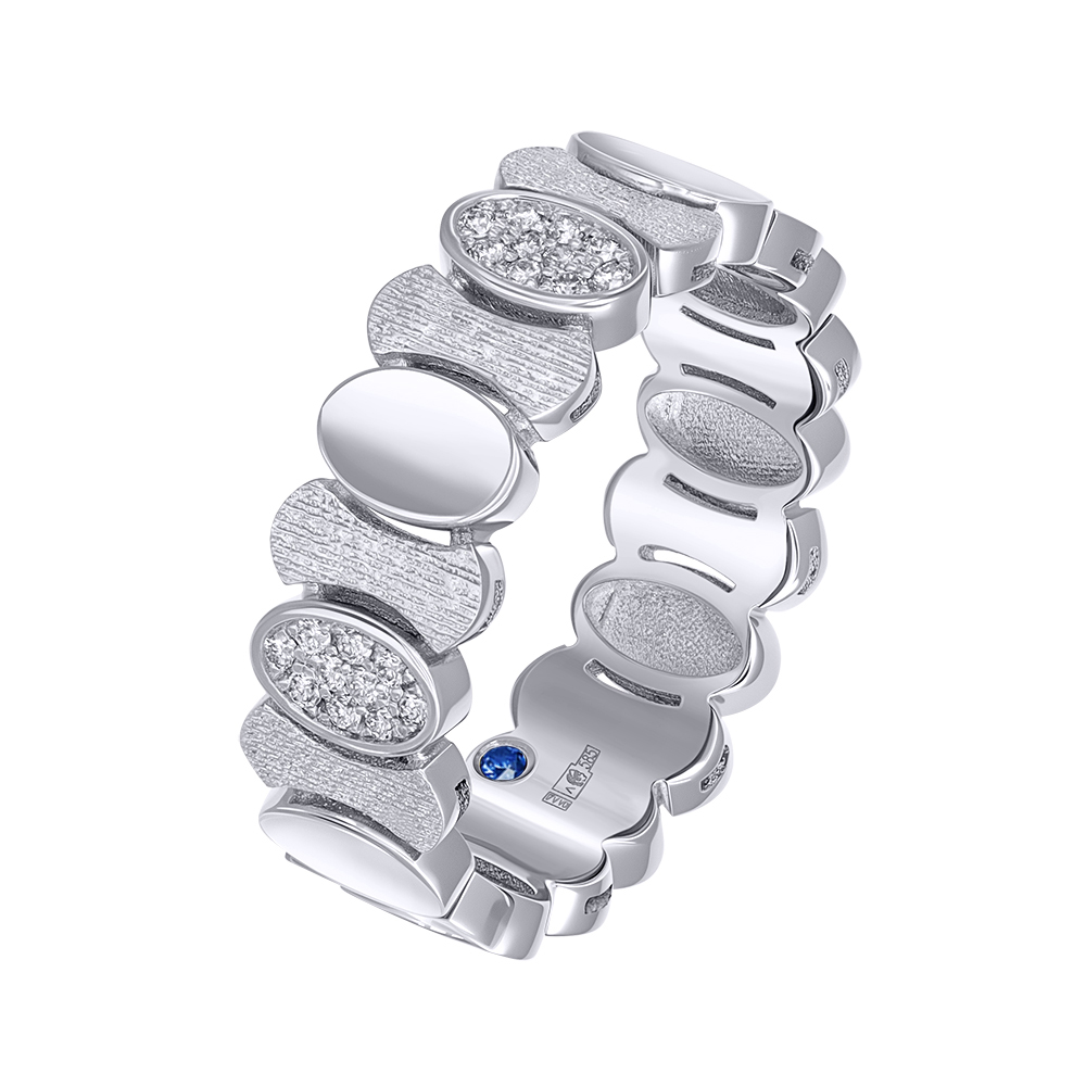 Кольцо из белого золота с бриллиантами и сапфиром 921979Б