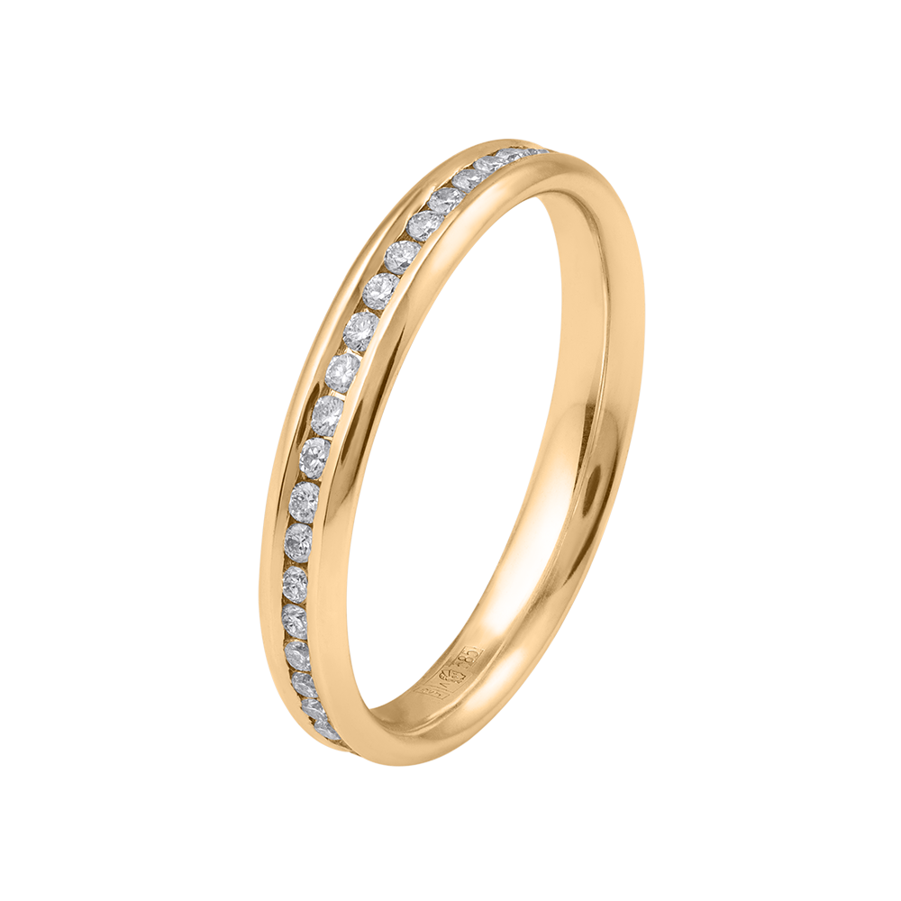 Кольцо из золота 585 пробы узкое с дорожкой бриллиантов 931735Б