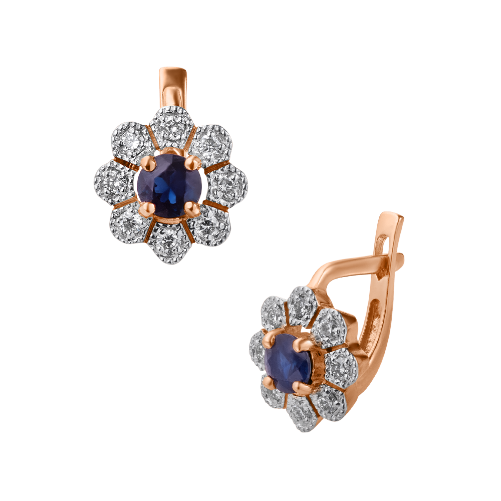 Серьги из красного золота с сапфирами 912028С