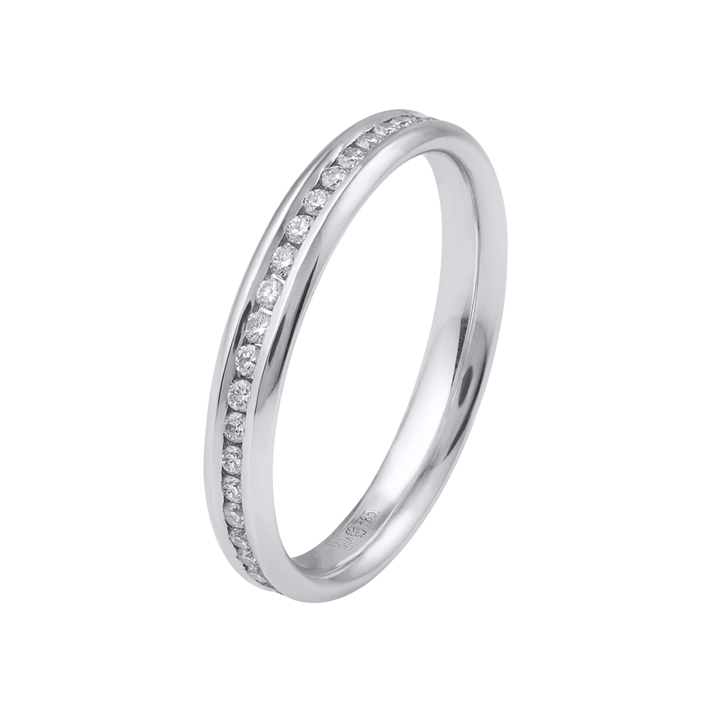 Кольцо из золота 585 пробы  узкое с дорожкой бриллиантов 921735Б