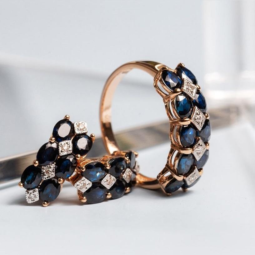 Кольцо из золота с сапфирами 911011С