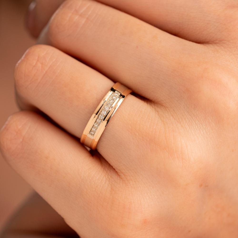 Обручальное двухсплавное кольцо (синтеринг) с бриллиантами 452-110-992