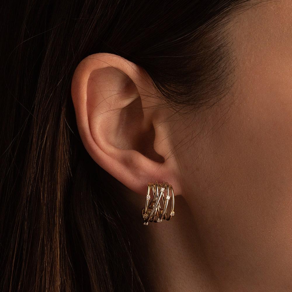 Серьги из желтого и белого золота 585 пробы с бриллиантами 932515Б