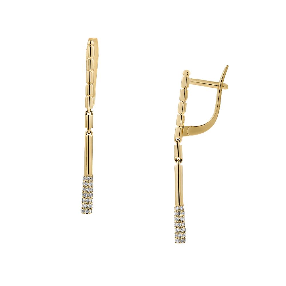 Серьги из желтого золота 585 пробы с бриллиантами 932802Б