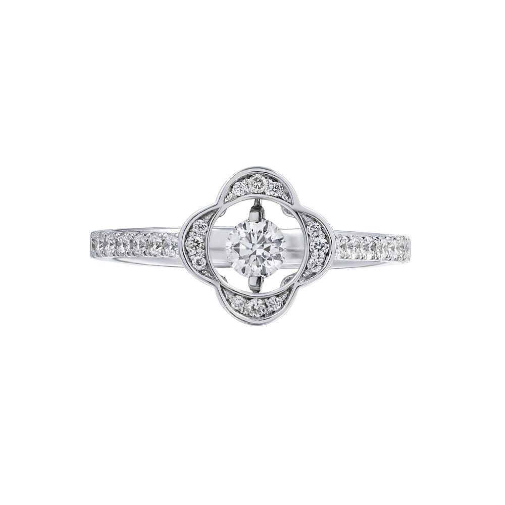 Помолвочное кольцо из белого золота с бриллиантами в виде цветка 921718Б