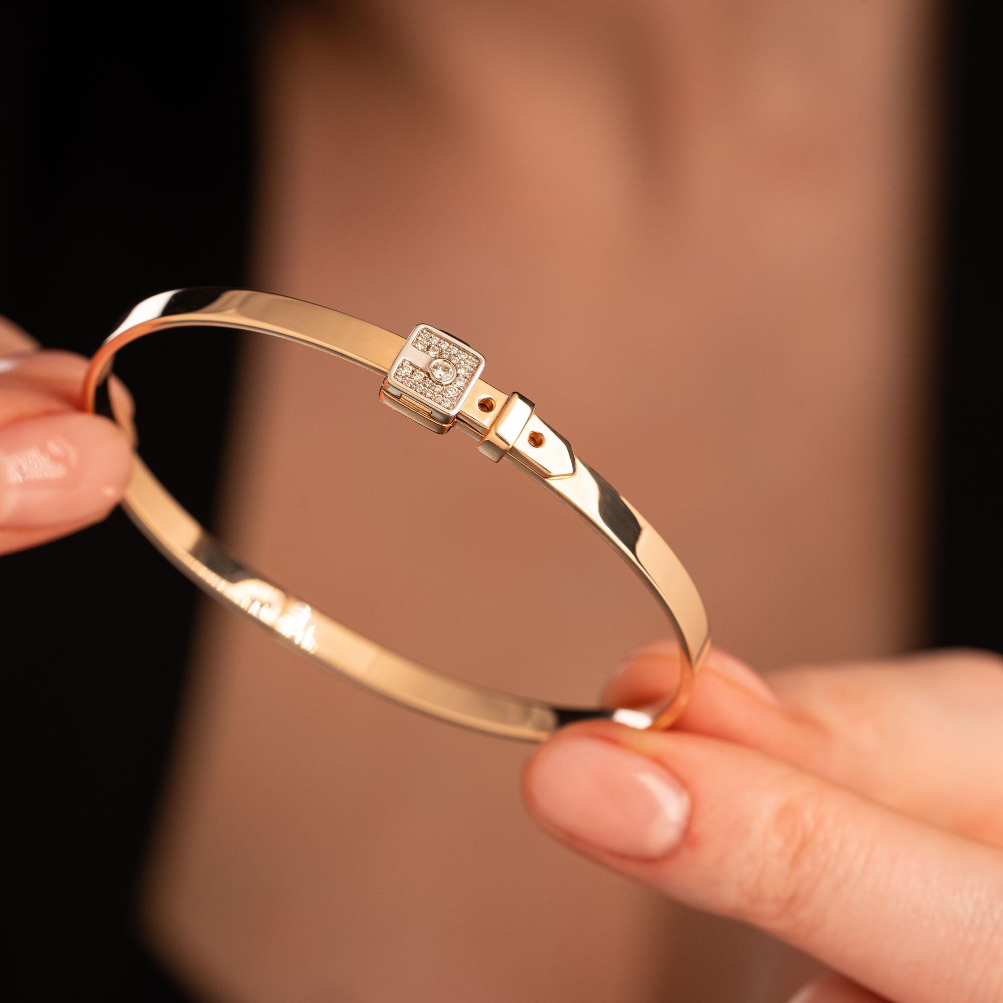 Браслет из золота в виде ремешка с бриллиантами 915947Б