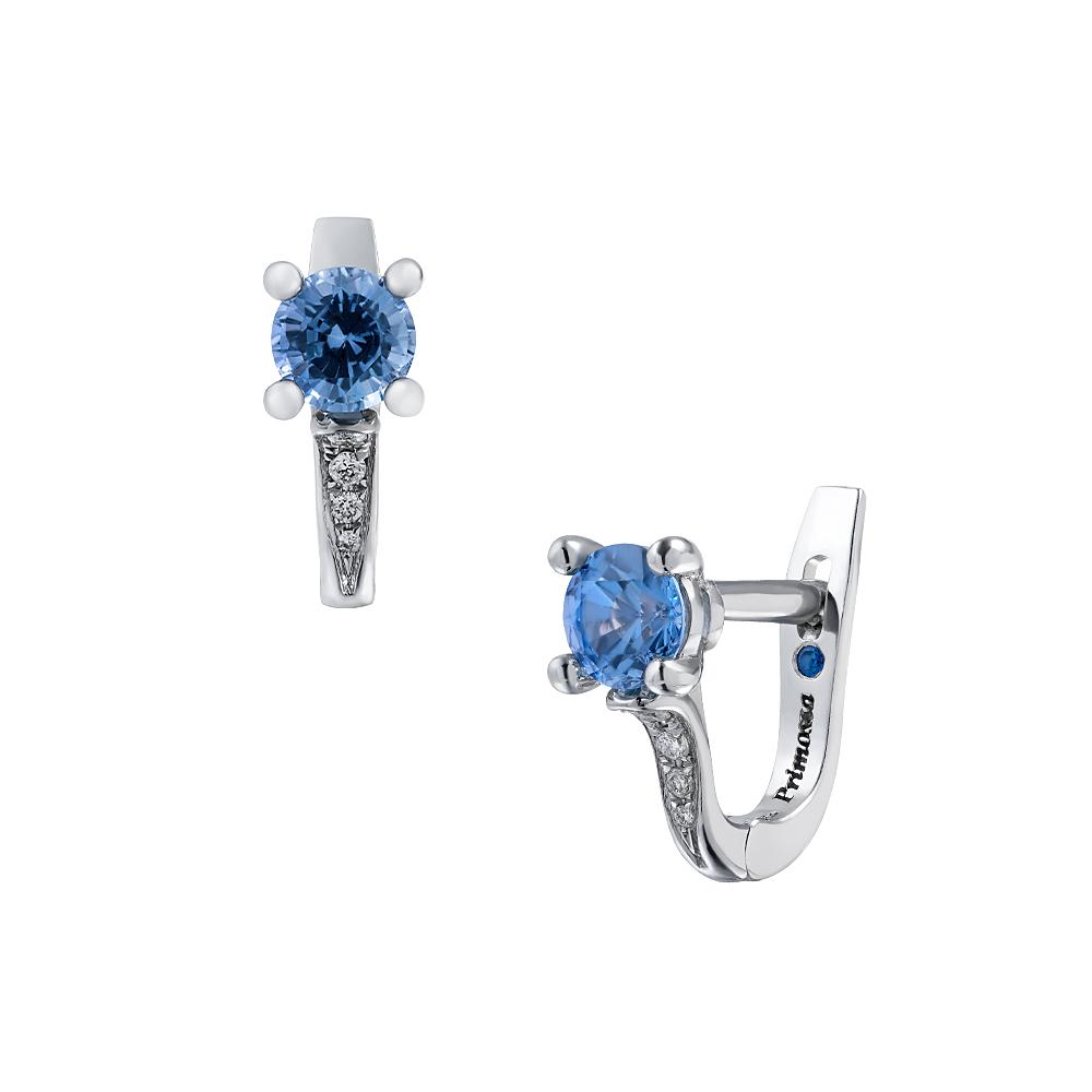 Серьги из белого золота 585 пробы с сапфирами 922734С