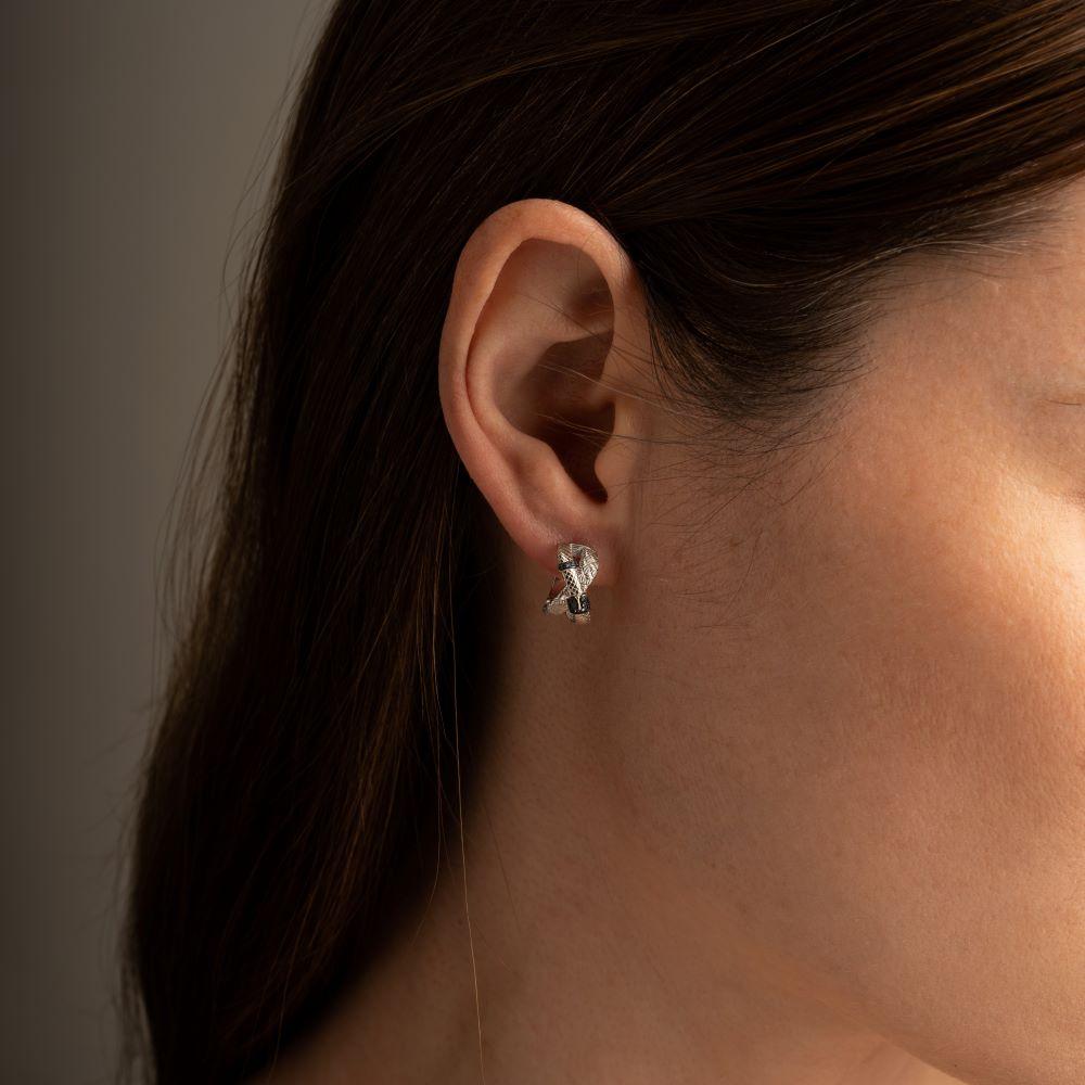 Серьги из белого золота 585 пробы с сапфирами 922726С