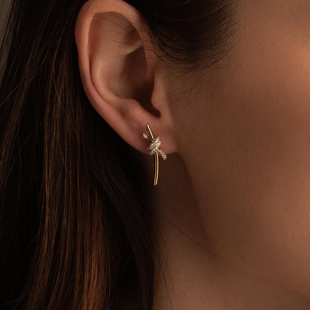 Серьги из желтого золота 585 пробы с бриллиантами 932762Б