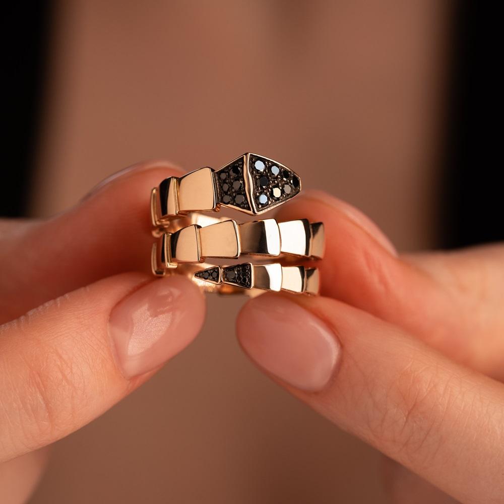 Кольцо с черными бриллиантами 911598ЧБ