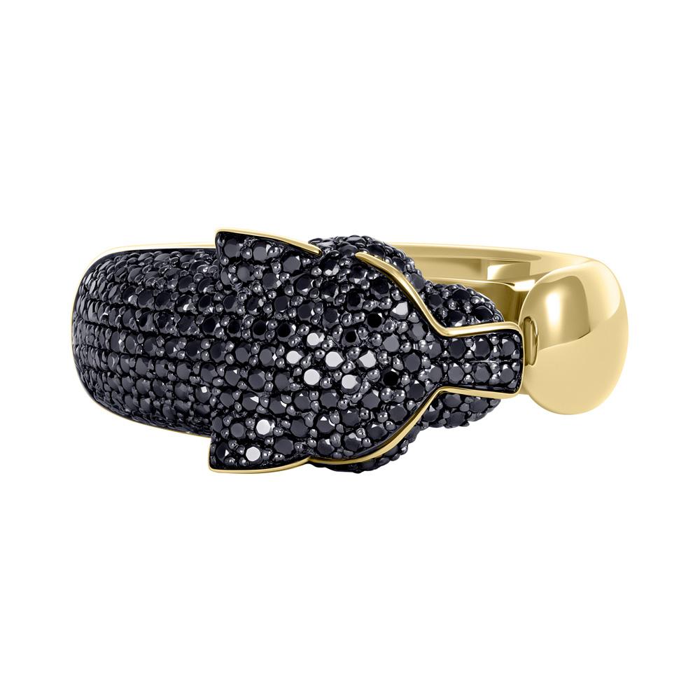 Кольцо из желтого золота с черными бриллиантами 931898ЧБ