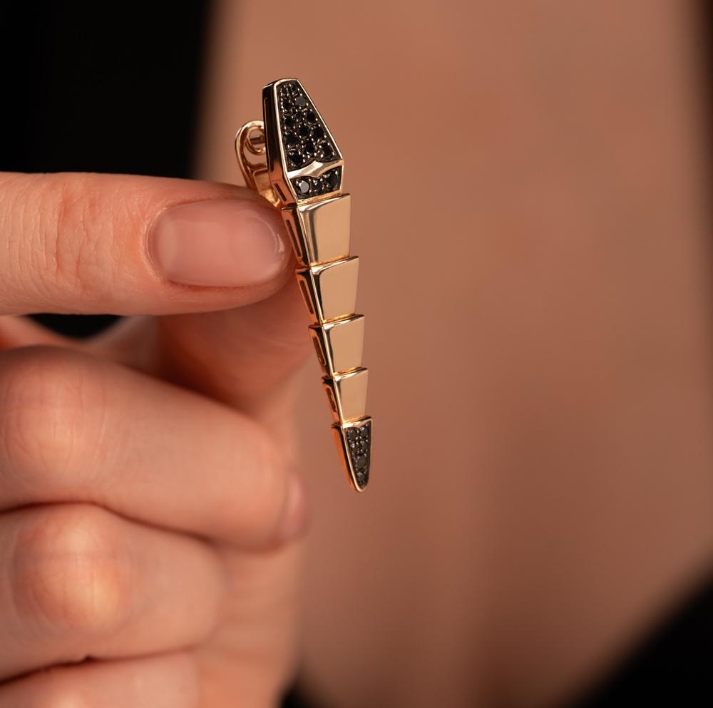 Серьги из красного золота с черными бриллиантами 912598-2ЧБ