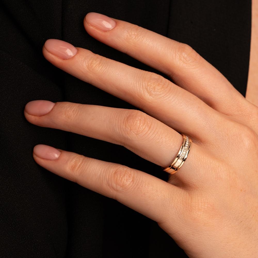 Обручальное двухсплавное кольцо (синтеринг) с бриллиантами 452-110-992