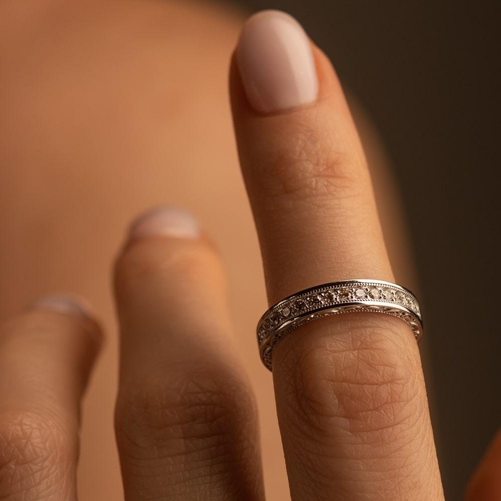 Кольцо из белого золота 585 пробы с бриллиантами 921652Б