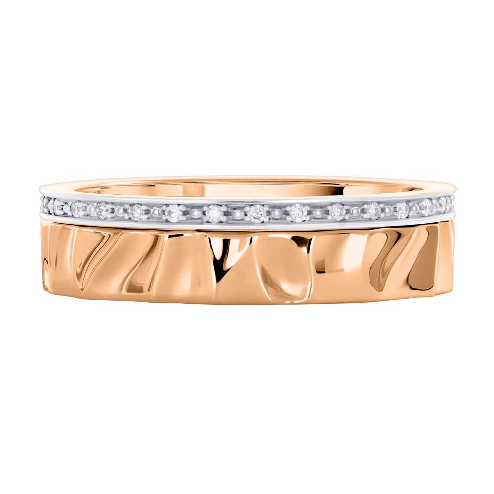 Фактурное обручальное кольцо с бриллиантами 911855Б