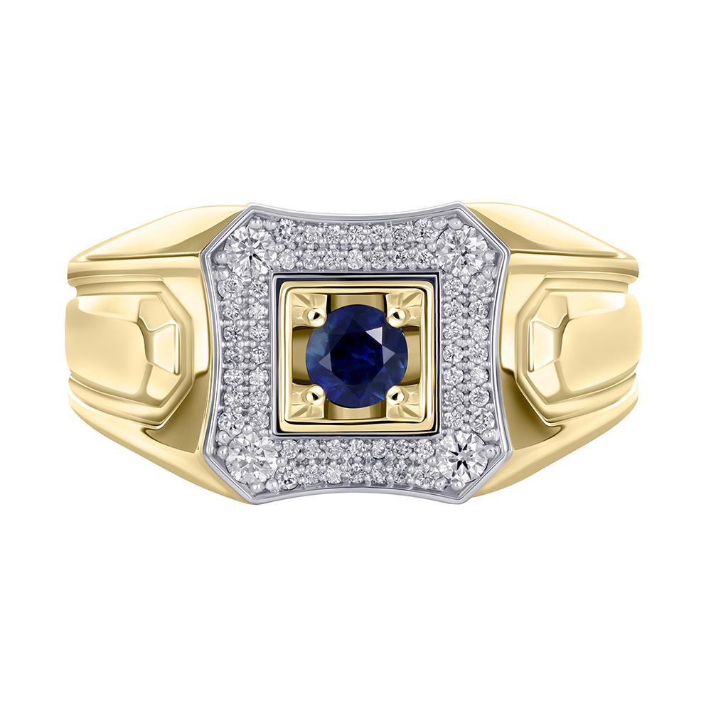 Кольцо из желтого золота с бриллиантами и сапфиром 9311044С