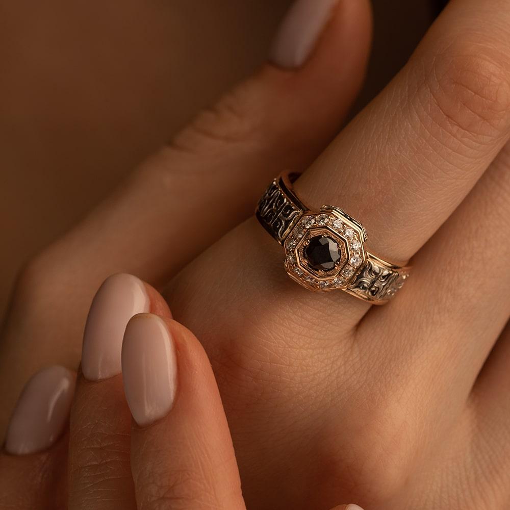 Кольцо из красного и белого золота 911699ЧБ