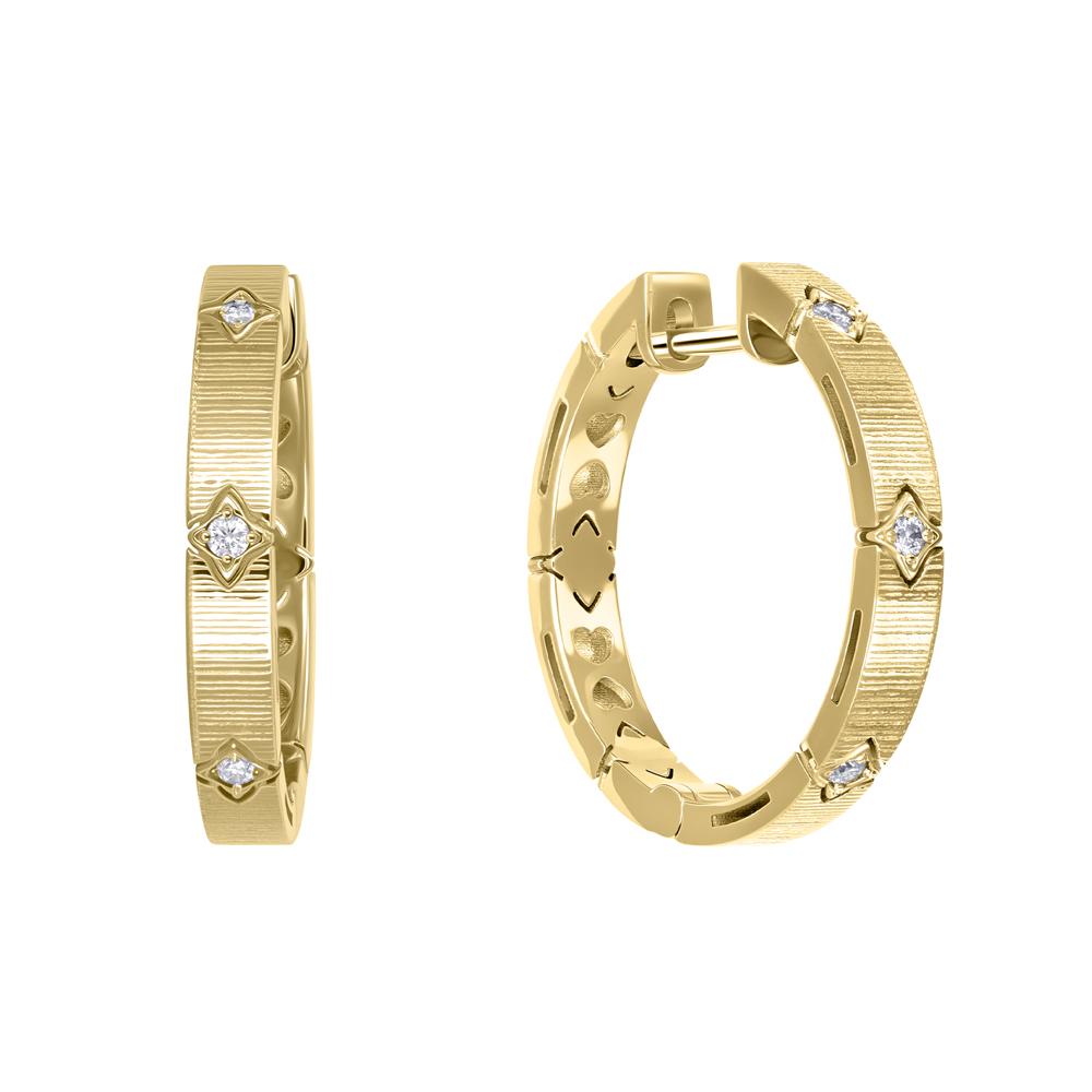 Серьги из желтого золота с рифлением и бриллиантами 932944Б