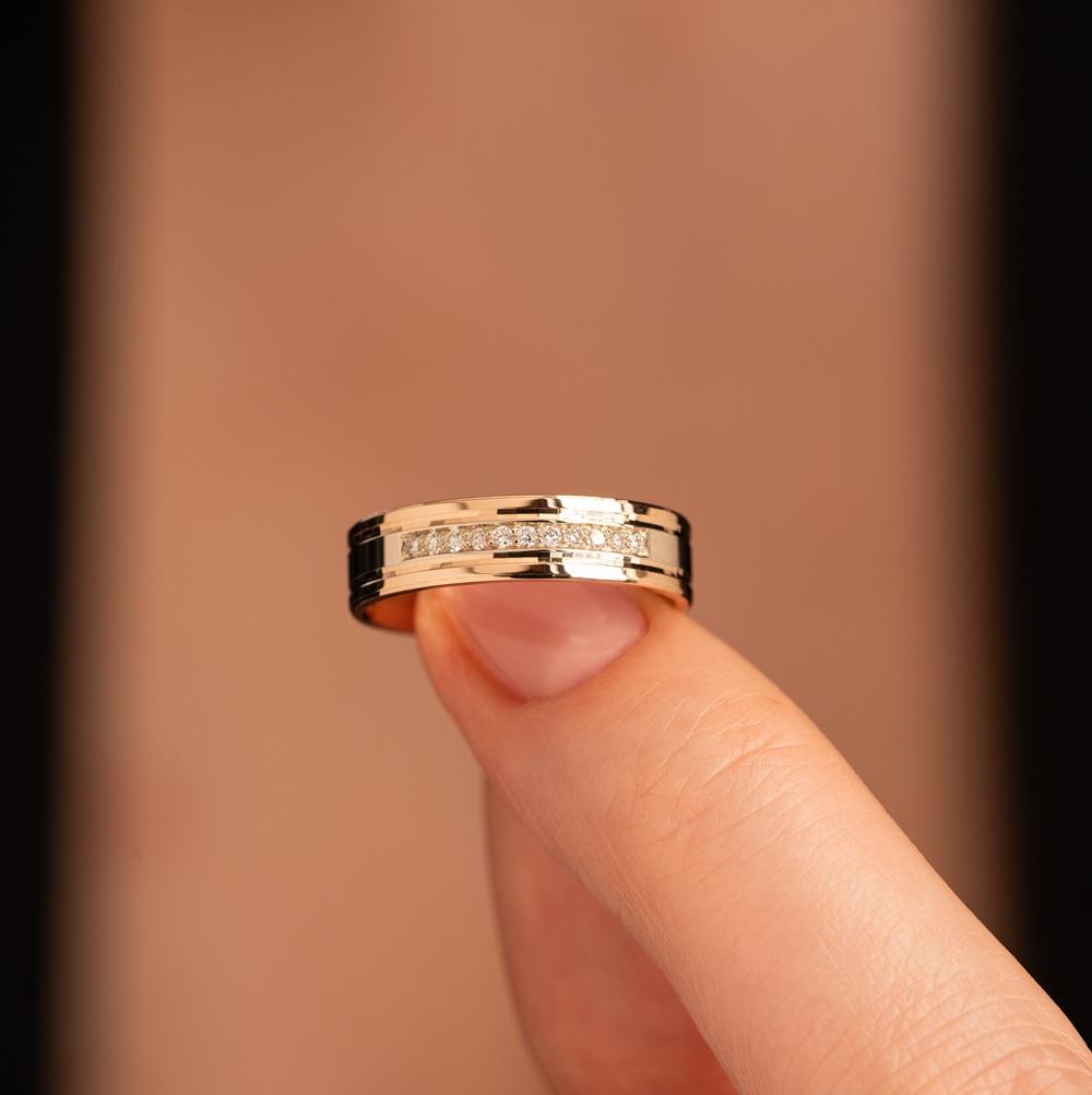 Обручальное двухсплавное кольцо (синтеринг) с бриллиантами 452-110-992