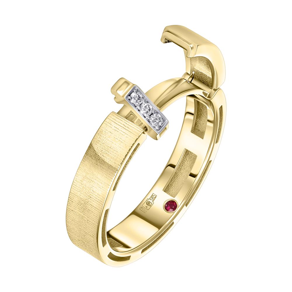 Кольцо из желтого золота с бриллиантами и рубином 9311052Б