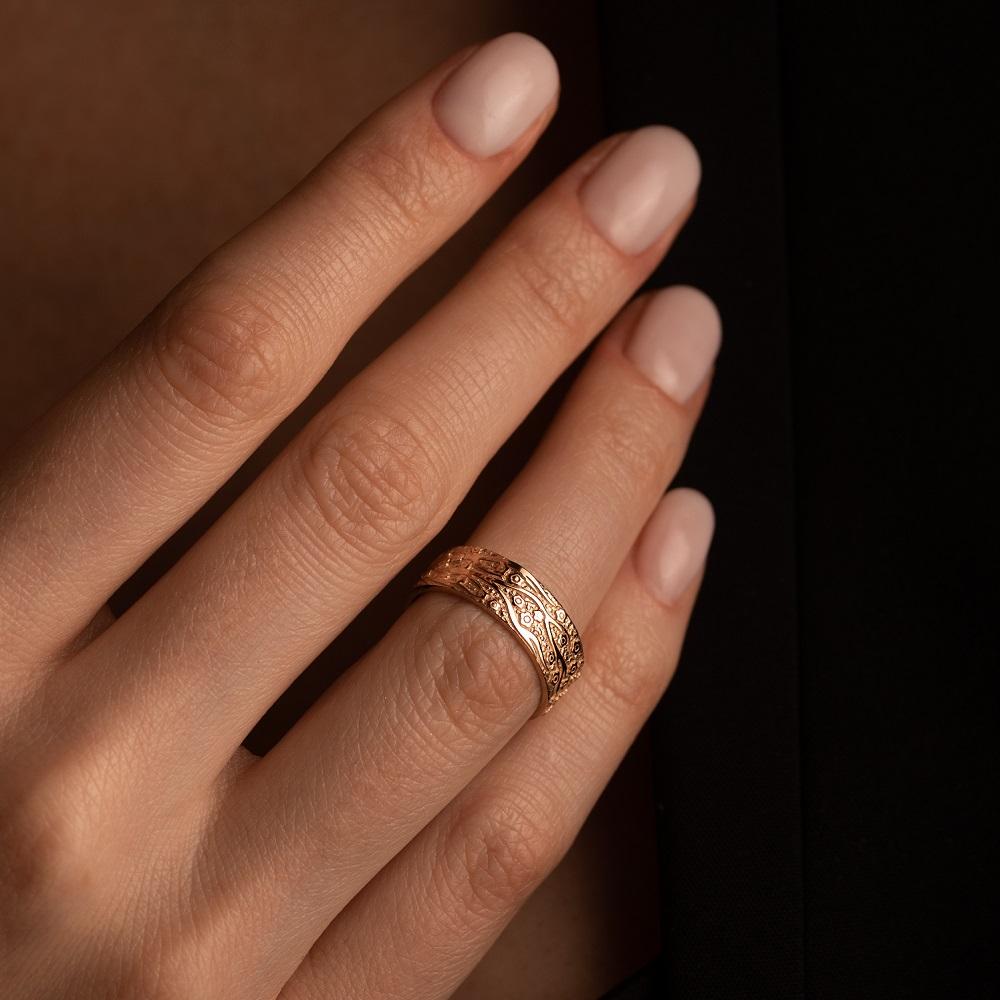 Кольцо широкое фактурное с узором 911666