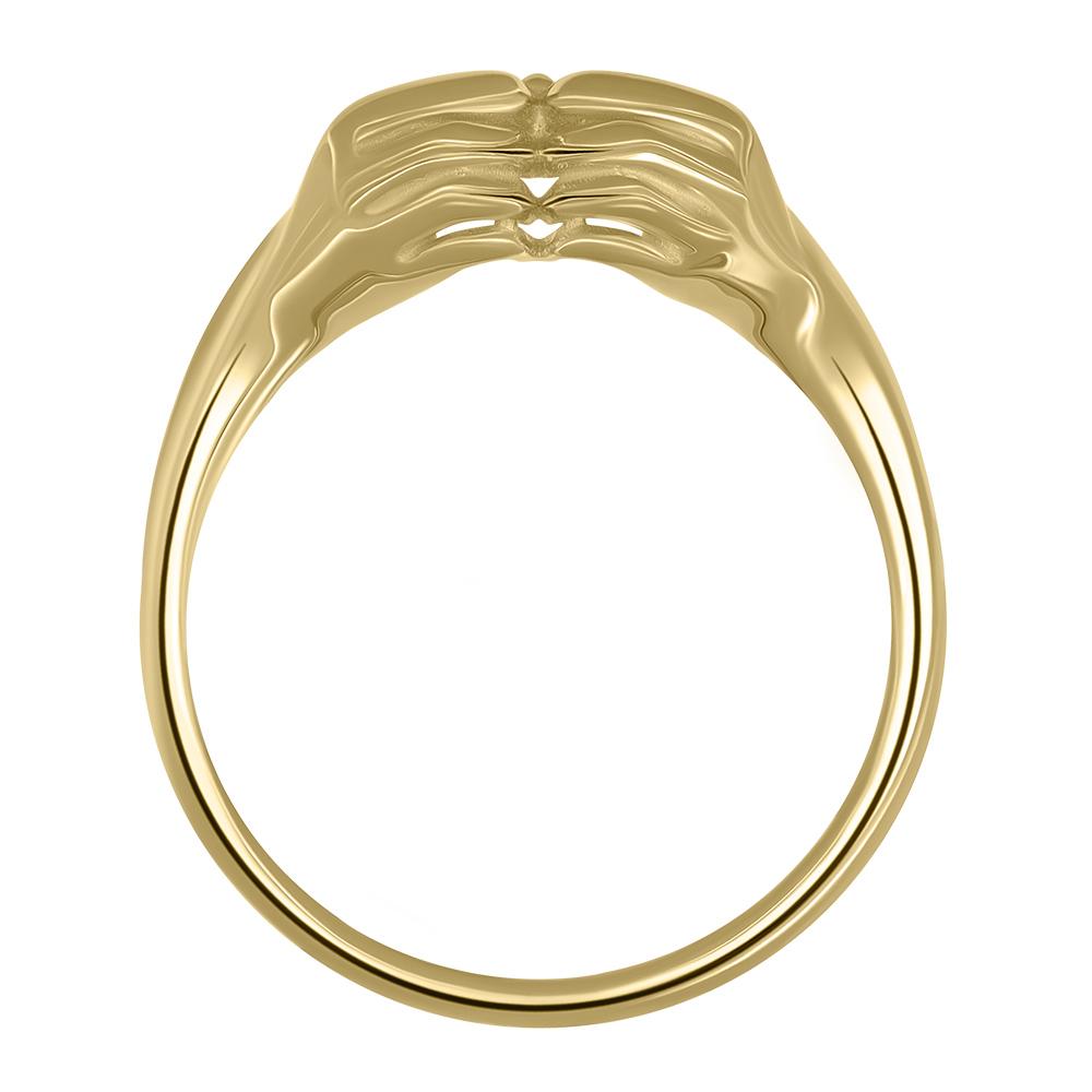 Кольцо в форме сложенных в сердце ладоней с бриллиантом 931964Б