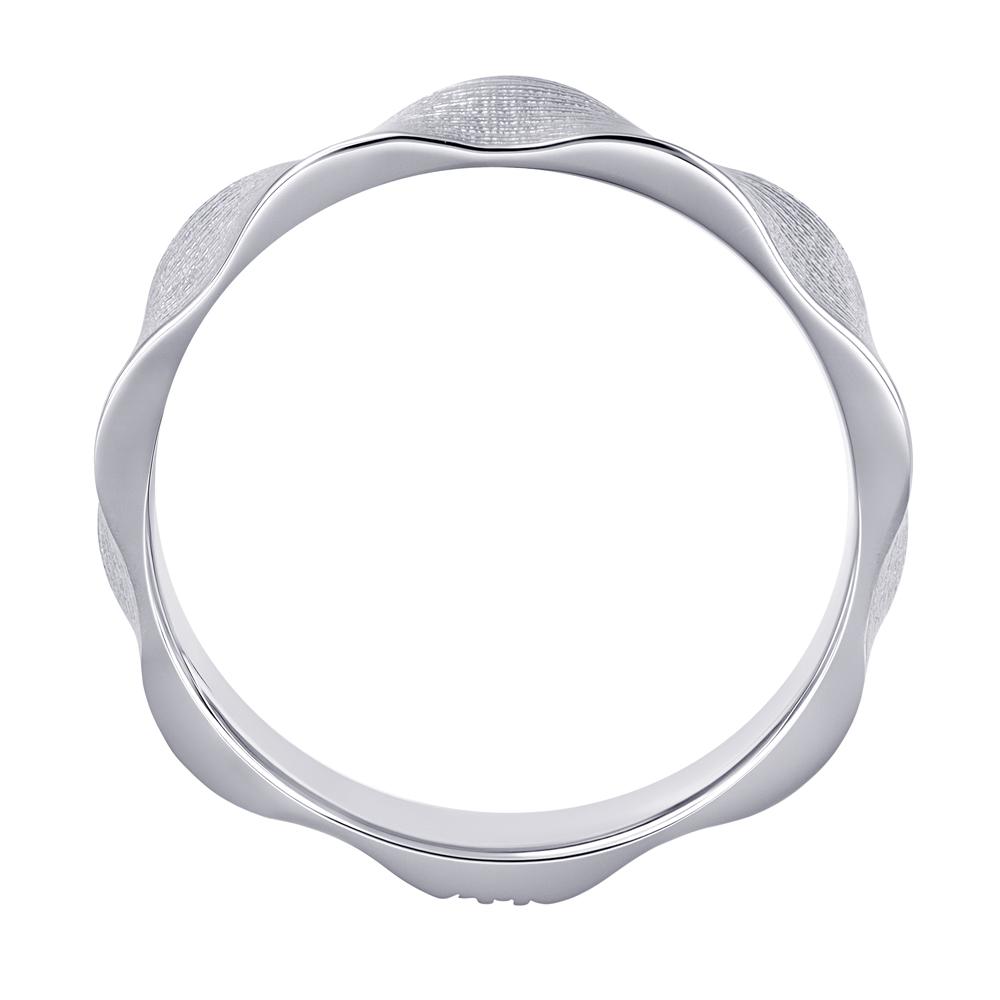 Кольцо с волнистой шинкой из белого золота 921965Б