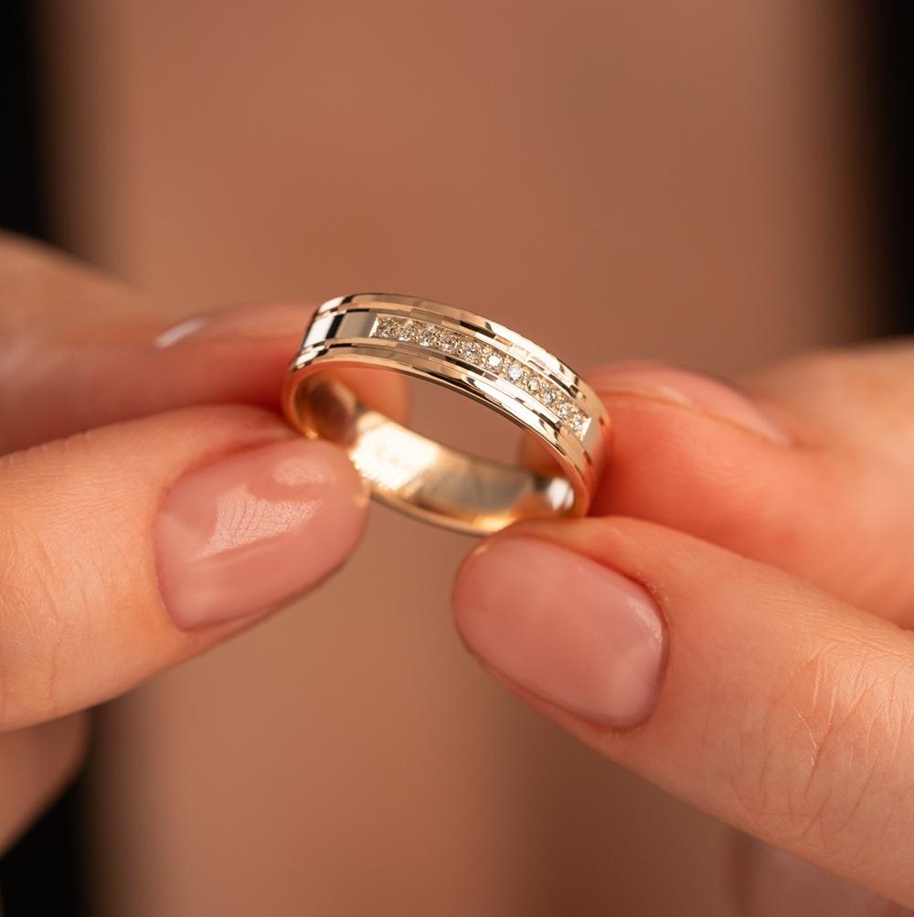 Обручальное двухсплавное кольцо (синтеринг) с бриллиантами 452-110-992