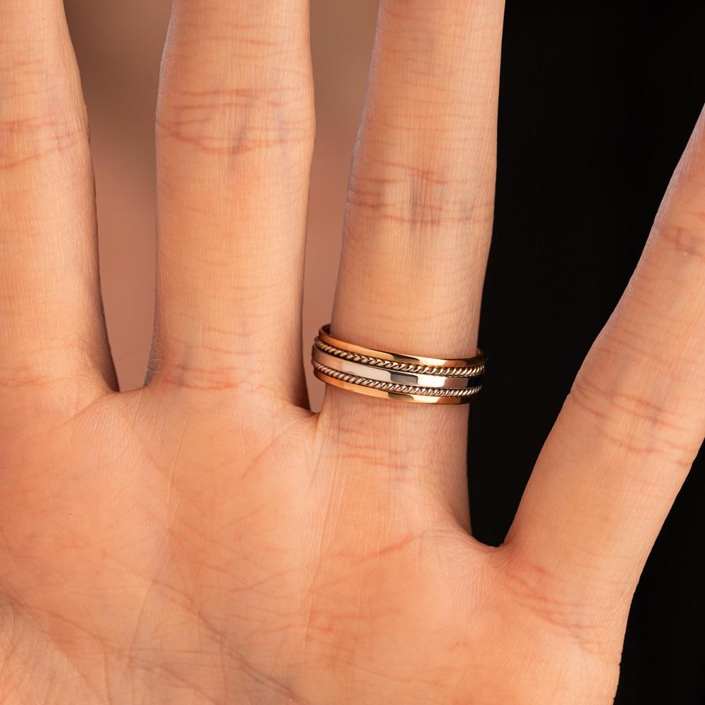 Двухсплавное обручальное кольцо из красного и белого золота 430-000-406 