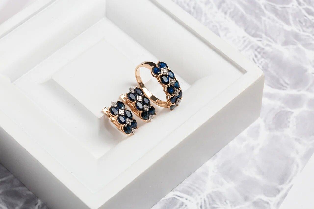 Кольцо из золота с сапфирами 911011С