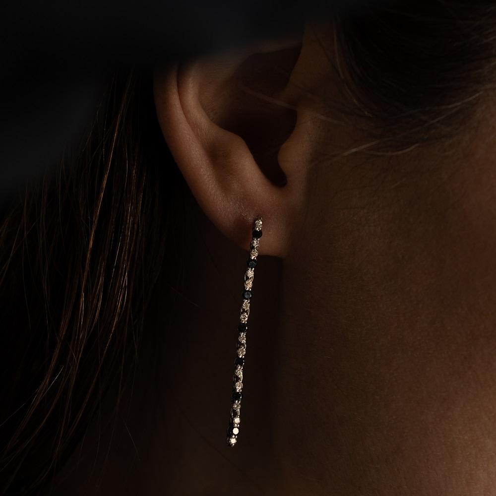 Серьги из белого золота 585 пробы с бриллиантами 922242ЧБ