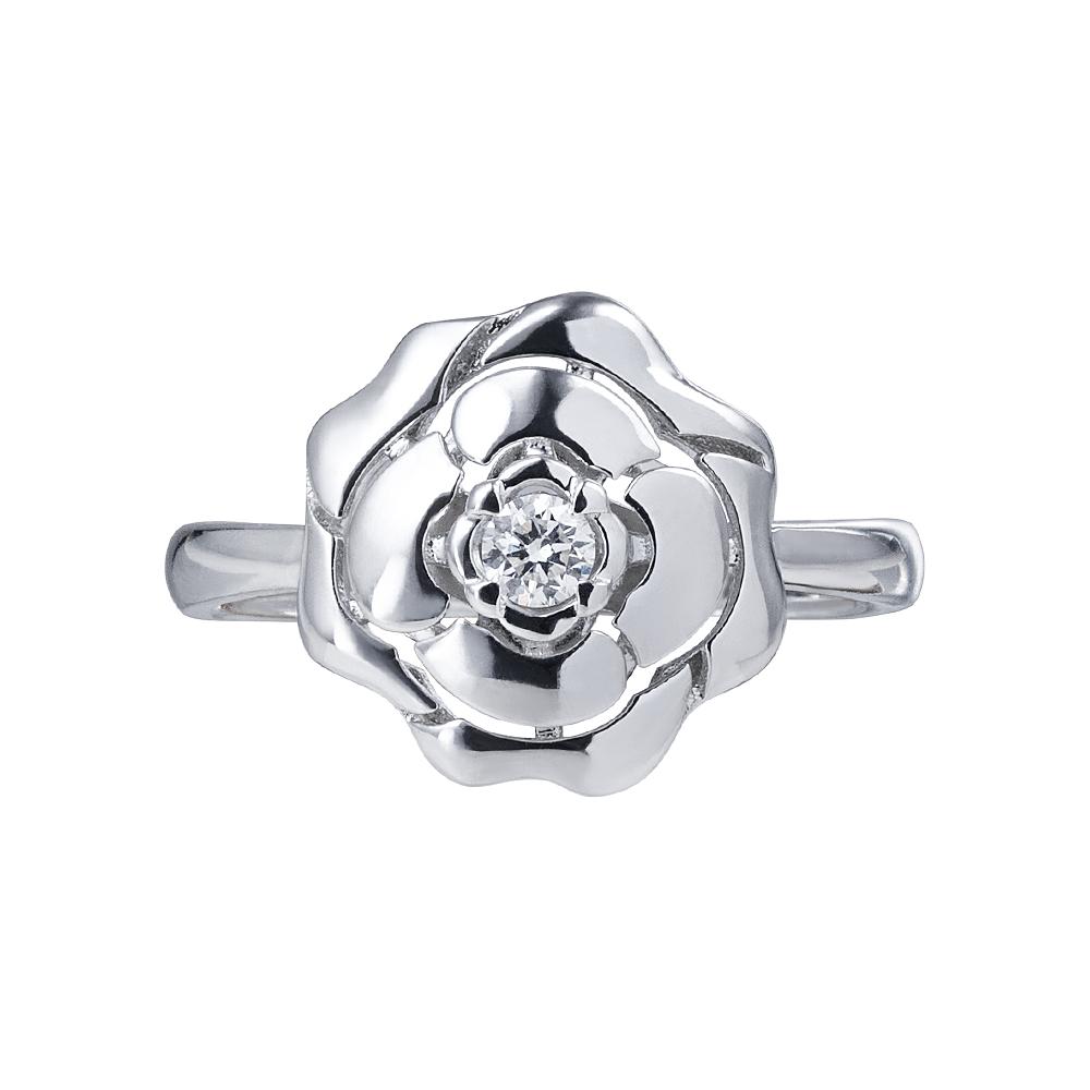 Кольцо белое золото 585 пробы с бриллиантом 921663Б