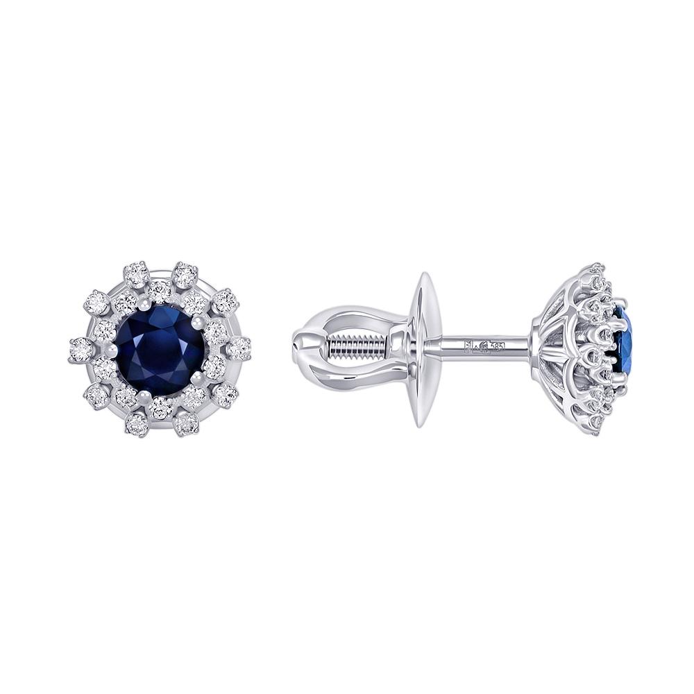 Серьги из белого золота с сапфирами и бриллиантами 922700-3С