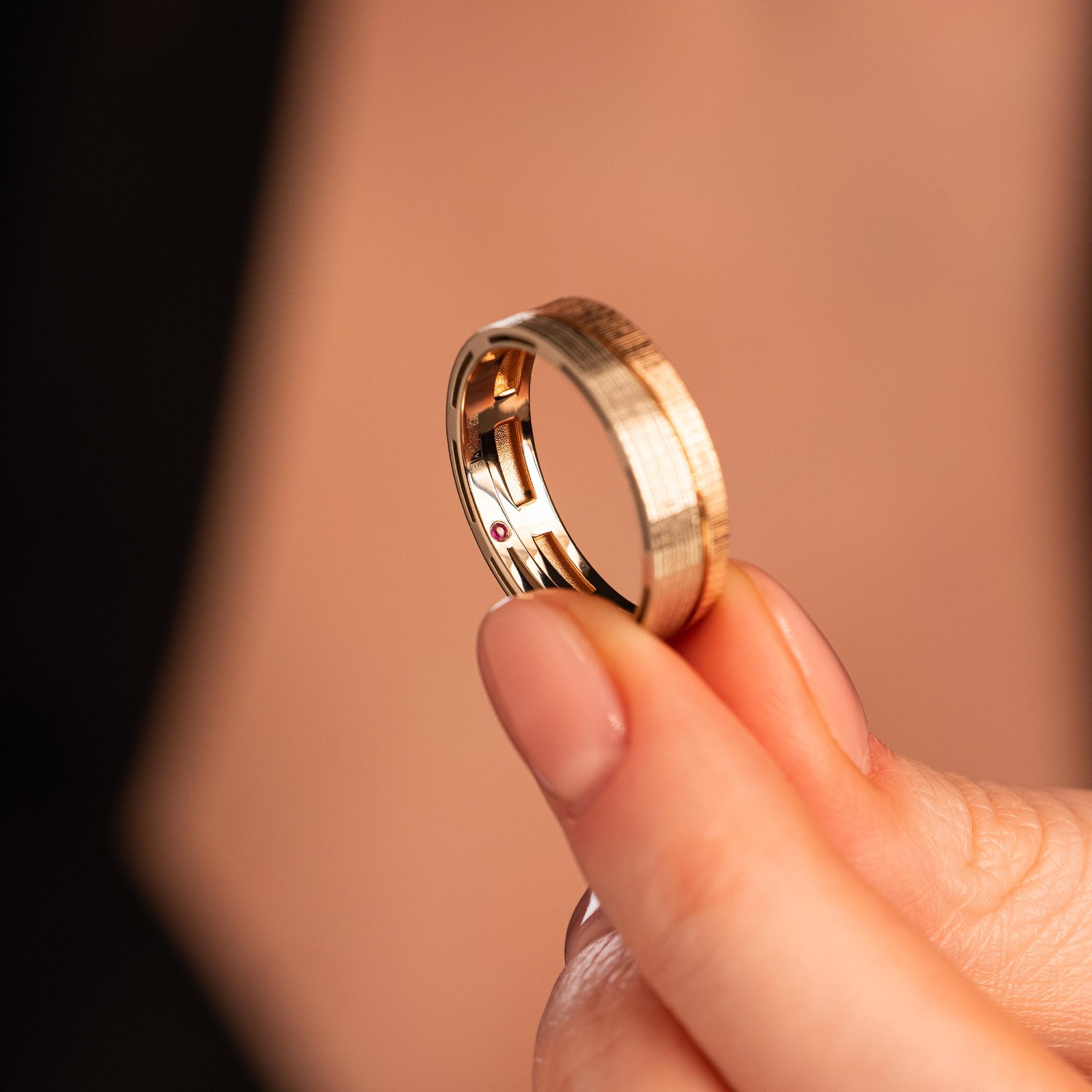 Кольцо комбинированное с рубином 9111015