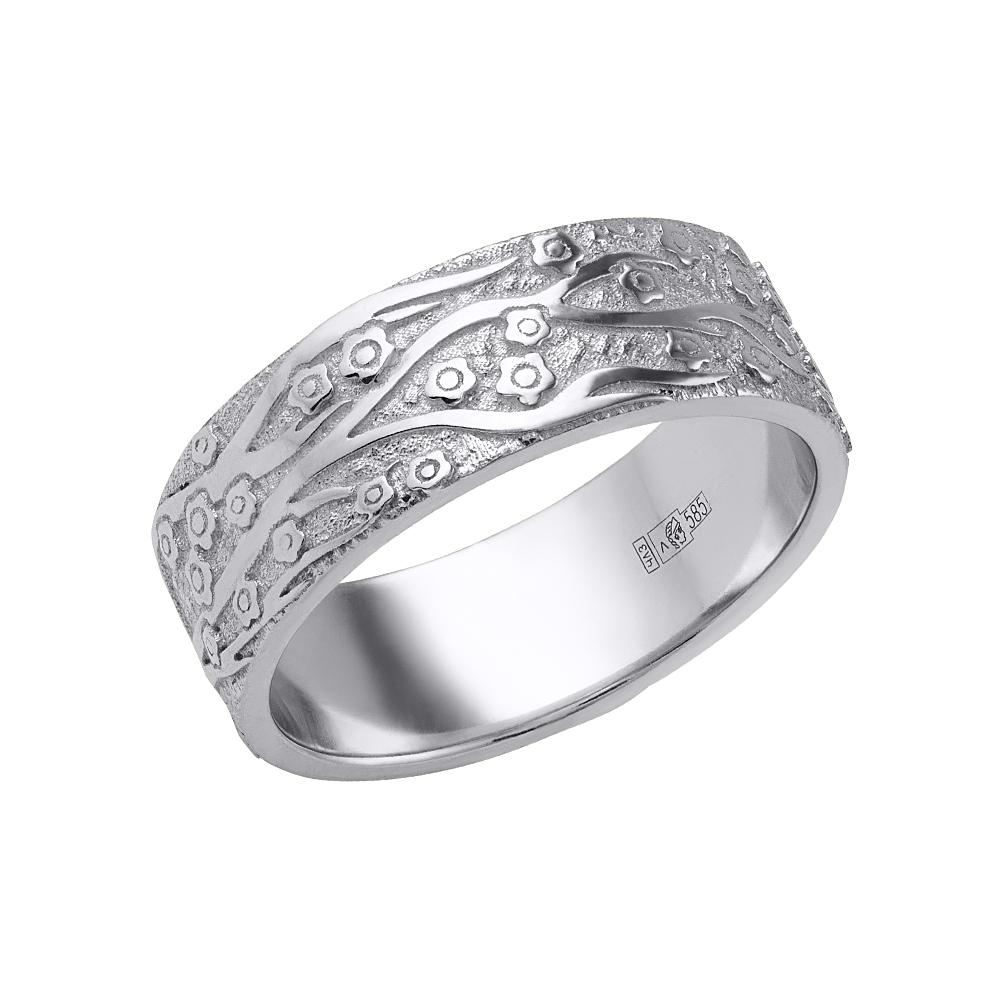 Кольцо из белого золота  с узором 921666