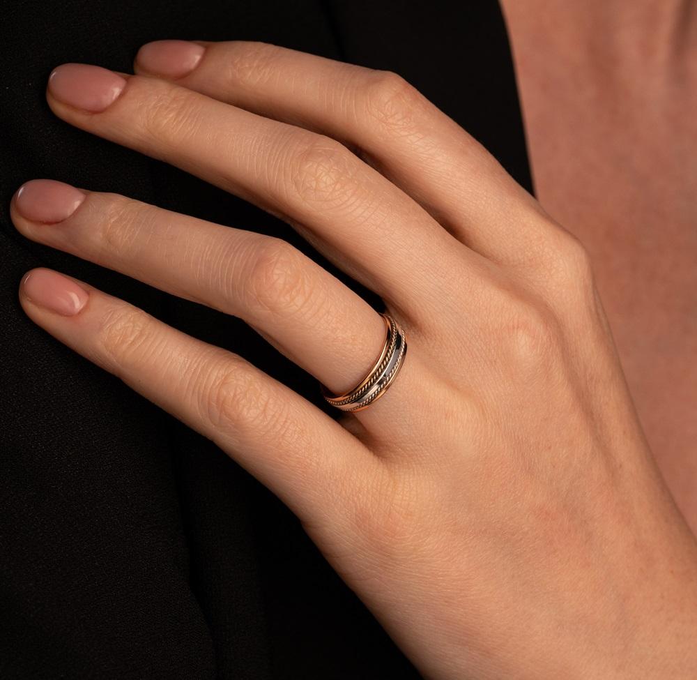 Двухсплавное обручальное кольцо из красного и белого золота 430-000-406 