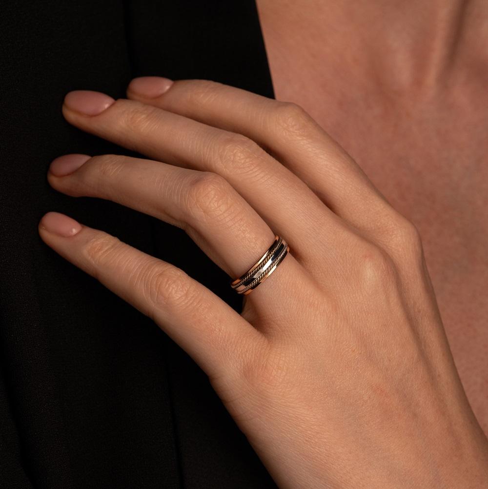 Двухсплавное обручальное кольцо из красного и белого золота 430-000-406 