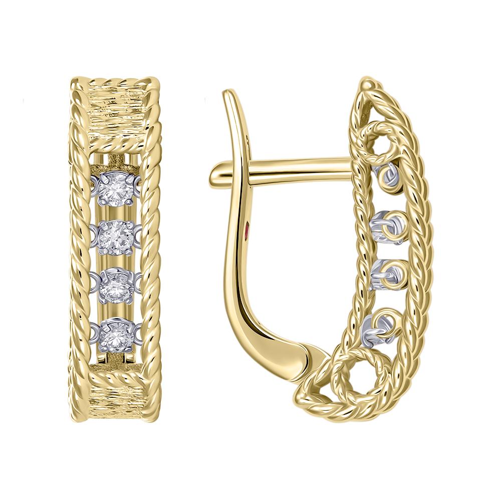 Серьги из желтого золота с бриллиантами 932996Б