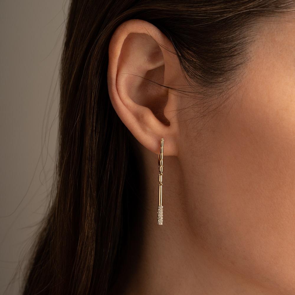 Серьги из желтого золота 585 пробы с бриллиантами 932802Б