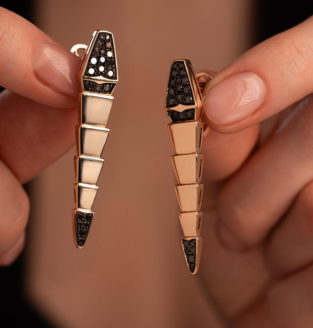 Серьги из красного золота с черными бриллиантами 912598-2ЧБ