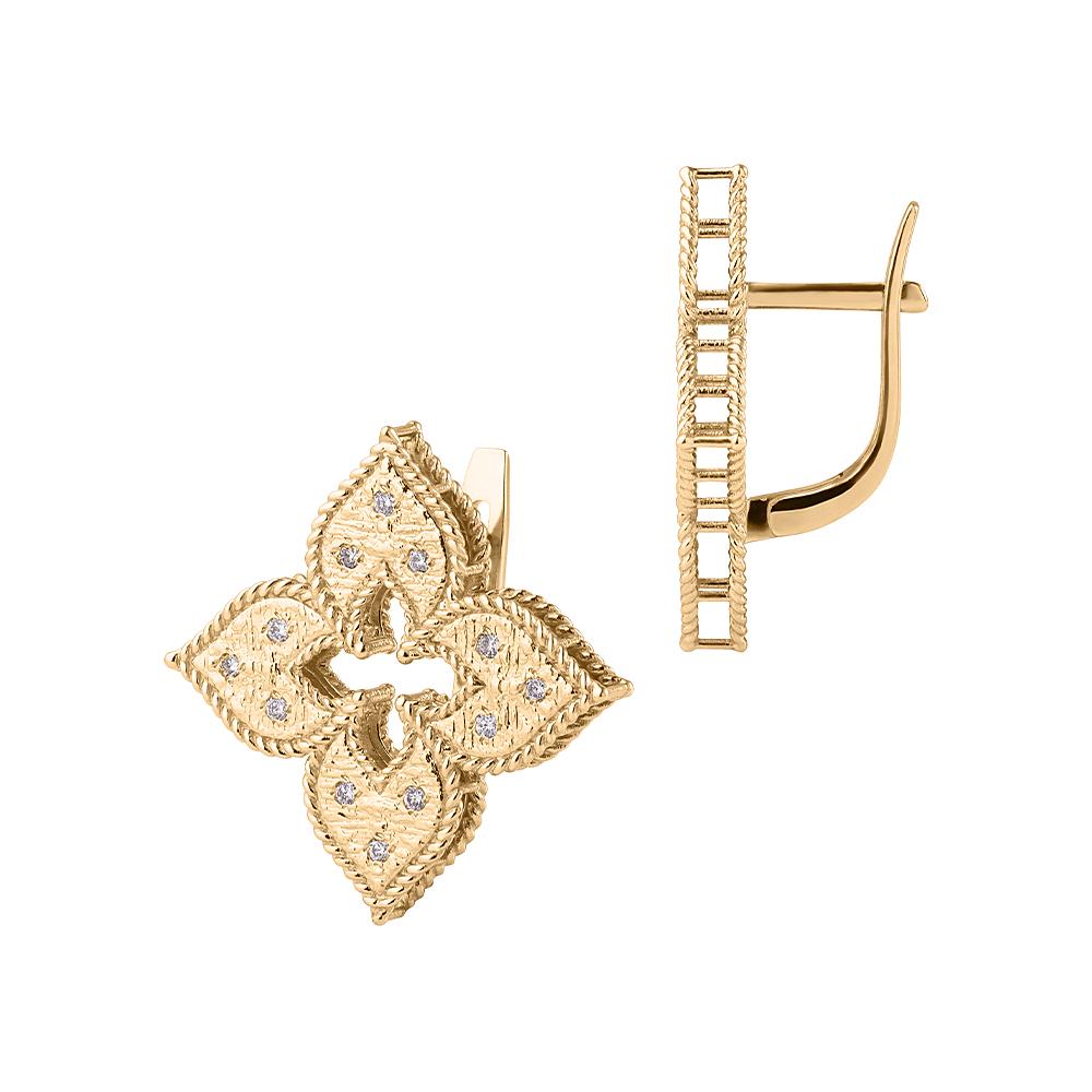 Серьги из желтого золота 585 пробы с бриллиантами 931753Б