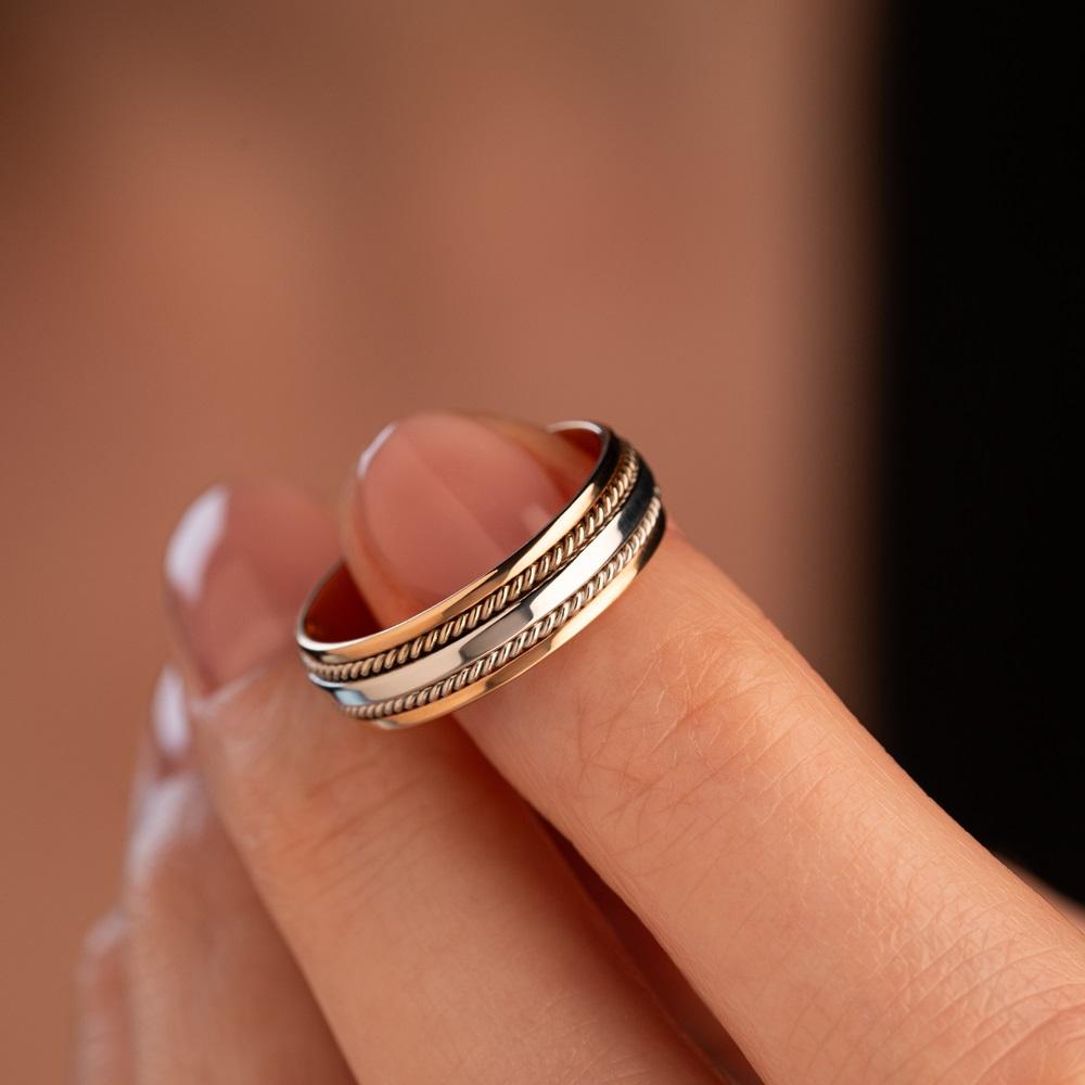 Двухсплавное обручальное кольцо из красного и белого золота 430-000-406 