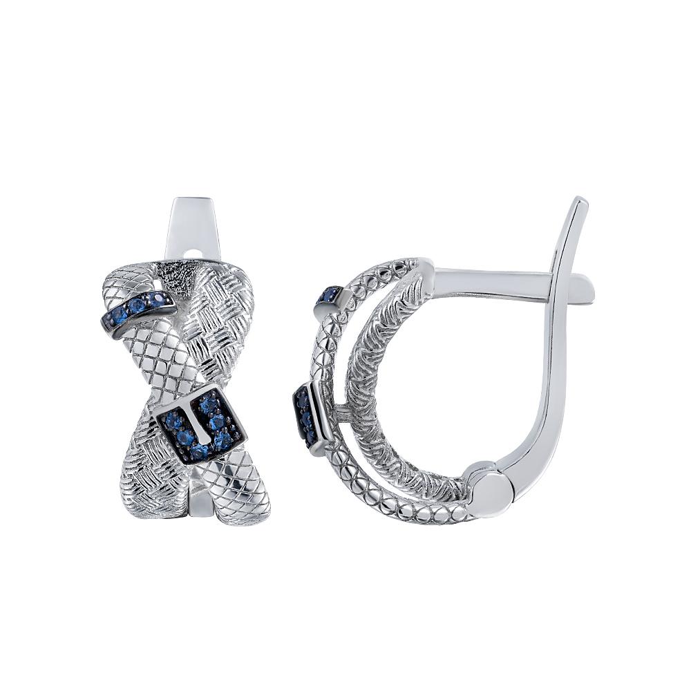 Серьги из белого золота 585 пробы с сапфирами 922726С