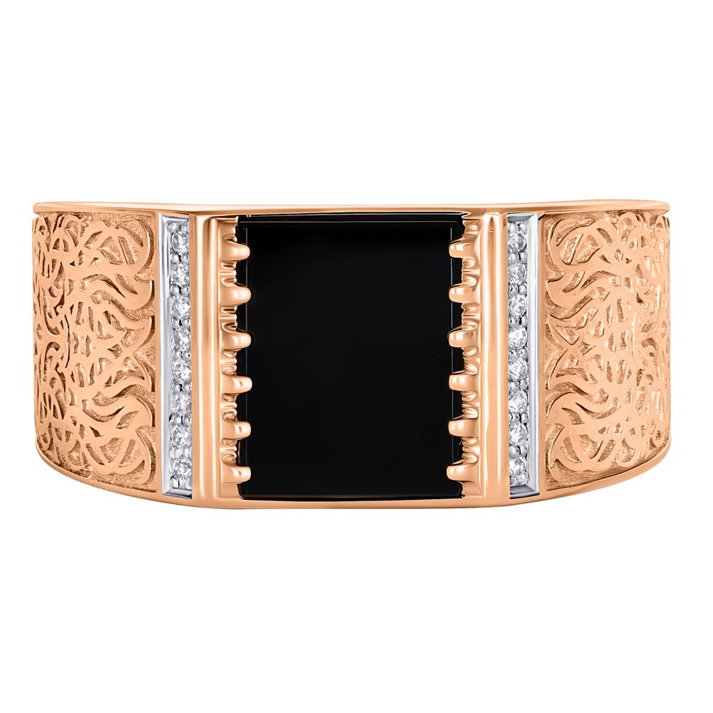 Кольцо с бриллиантами и ониксом 9111010Б